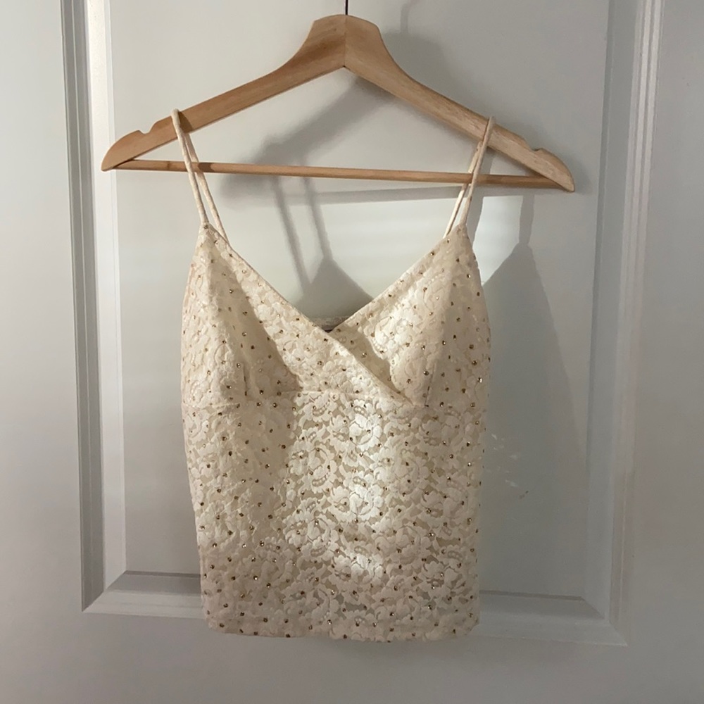 bedazzled lace cami top